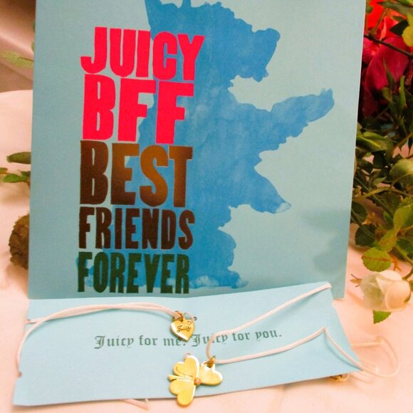 JUICY COUTURE Shamrock Heart Charm Necklaces~ NOS Juicy Couture BFF Necklaces - Picture 12 of 14